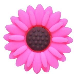 Silicone Focal Bead - #FB052 - Lot of 4 - Rose / Brown Flower - 1.18" x 1.18"